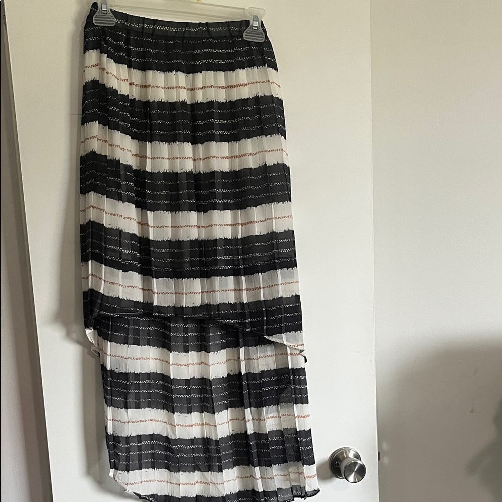 Elegant Black and White Striped Maxi Skirt